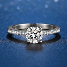 1CT Round LC Moissanite Solitaire Engagement Wedding Ring Sterling Silver - £107.09 GBP