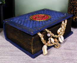 Small Blue Masonic Secret Book Box Freemasonry Square and Compasses Ston... - $30.99