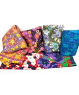 Vintage Mod Flower Power Fabric Remnants Pieces Pre Quilted Lot 1960&#39;s 1... - €80,45 EUR