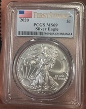 2020 $1 Silver Eagle 1Oz Dollar  Pcgs Ms69 First Strike - $60.46