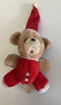 Vintage Russ Berrie Jolly Plush Teddy Bear Christmas 7 1/2&quot; Tall - £15.81 GBP