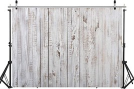 7x5FT Vintage Wood Backdrop Retro Rustic White Gray Wooden Floor Backdrops for P - £23.89 GBP