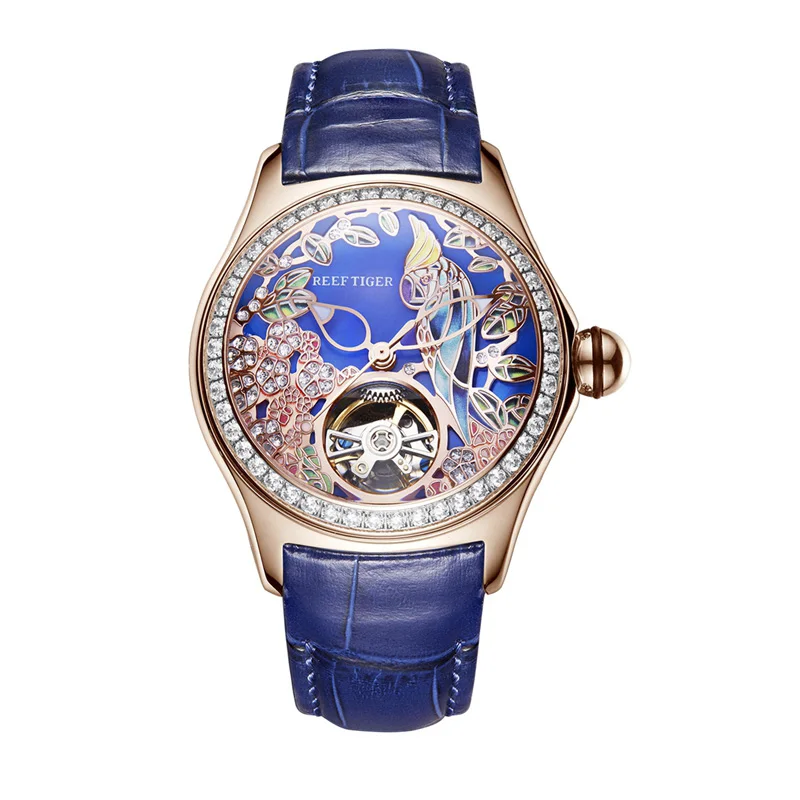 Womens Luxury Fashion Watches Diamond Automatic Tourbillon Watch Leather... - £276.88 GBP