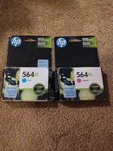 New HP 564XL Magenta &amp; 564 XL Cyan Ink Cartridge Set( Exp 2015) - £10.11 GBP