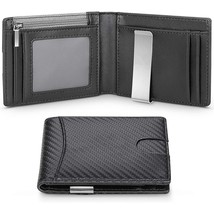 Carbon Fiber Men Wallets Card Holder Money Bag Short Bi-fold Leather Minimalist  - £34.48 GBP