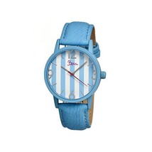 NEW Boum BM1104 Women&#39;s Gateau Series Fun Striped Torquoise Dial Leather Watch - £25.28 GBP
