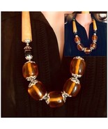 Moroccan Berber Statement Necklace Amber Resin Beads - £53.02 GBP