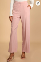 Lulu&#39;s Boss Behavior Blush Pink High Waisted Wide Leg Career Pants Trous... - £26.66 GBP