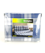 Remington Queen Sheet Set Blue White Plaid Cabin Hunting New - $673.90 MXN