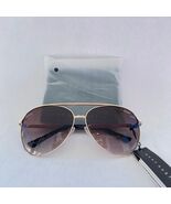 New Quay Vivienne Oversized Aviator Sunglasses Gold Brown Rare - $98.01