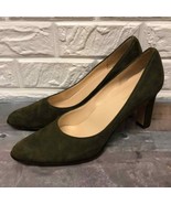 Rangoni Metel Pumps Moss sage green Suede Heels Almond Toe Shoes 11 B - £49.66 GBP