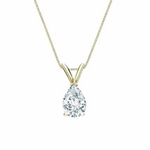 2 Ct Pear Brilliant Cut Solid 14k Yellow Gold Solitaire Pendant 18&quot; Neck... - £191.56 GBP