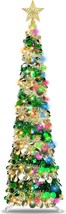 Dual Color Change Timer 5FT Pop Up Christmas Tree Tinsel Christmas Tree 50 Warm  - £53.96 GBP