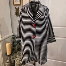 IC COLLECTION L Black White Stripe Jacket Artsy Lagenlook Mod Minimalist... - $74.25
