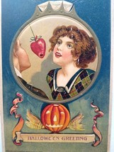 Halloween Postcard John Winsch Women Apple Heart Sycamore Kansas 1914 Vintage - £120.78 GBP