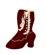 Vintage 1986 Dakin Victorian Shoe Boot Christmas Stocking Red Velvet Lac... - £14.08 GBP