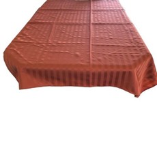 Burnt Orange Tablecloth Striped Vintage 78 x 52 inches Rectangle No tag - $24.30