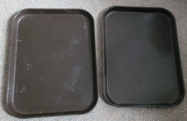 Set of 2 Texan Service Trays Brown Heavy Food Arts and Crafts Bar Carry ... - $9.99