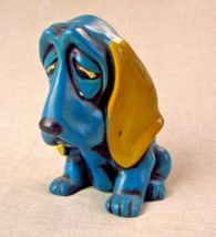 Vintage Sad Blue Basset Hound Ceramic Money Bank - $28.15