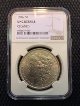 1896 Morgan Silver Dollar $1 Certified UNC Details Cleaned by NGC Brilliant UNC - £76.36 GBP