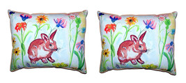 Pair of Betsy Drake Whiskers Bunny Large Pillows 16 Inch X 20 Inch - £71.65 GBP