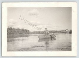 Howard 1942 Young Man Military Canoeing in River Snapshot Photo Picture - £13.19 GBP