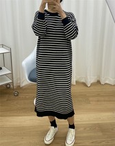   Maxi Dress Woman Autumn 2022 O-Neck Loose  Bodycon Dress Korean Long Sweater W - £104.37 GBP