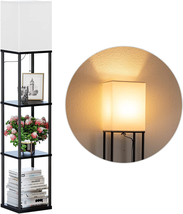 SUNMORY Shelf Floor Lamp w/ 3-Way Dimmable LED Bulb, Modern Square Standing Lamp - £54.16 GBP