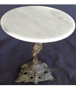 Vintage Solid Brass Decorative Candle Base with Marble Platform – VGC – ... - £39.44 GBP