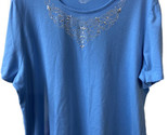 Coral Bay  Women Plus Size 2X Embellished T shirt Round Neck Short Sleeved - $11.46