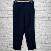 Talbots Womens Pleated Straight Leg Dress Pants Navy Blue Size 12 Wool L... - $34.60