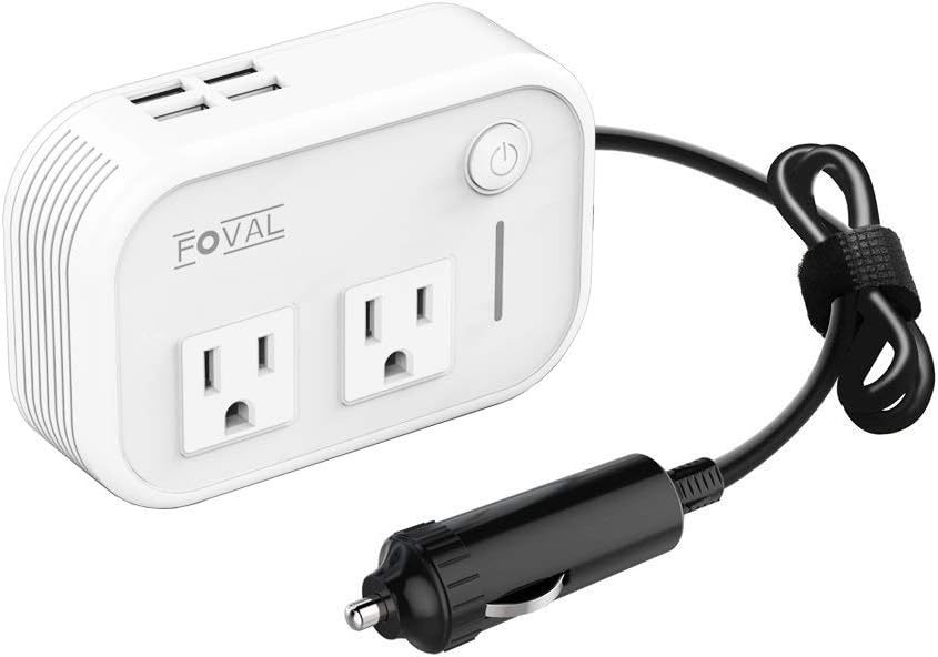 Dc 12V To 110V Ac Converter With 4 Usb Ports Charger, 200W, Foval (White). - $35.98