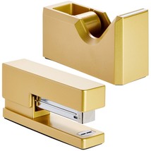 2 Piece Matte Gold Stapler And Tape Dispenser Set For Desk, Home, Office - $38.99