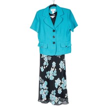 Studio I Dress Blazer Set 6 Womens Blue Black Aqua Career Casual Long Mo... - $27.58