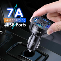 4 Port Usb Phone Car Charger Adapter Led Display Qc 3.0 Fast Charging Accessory - £10.58 GBP