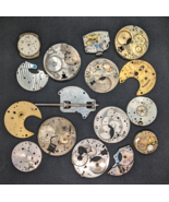 Pocket Standard Watch Clock Parts Lot of 16 Macy &amp; Co, Elgin National, B... - £9.82 GBP