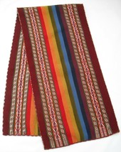 Peruvian Art Woven Wool Textile Colourful Table Runner Finished Edges 15 X 61&quot; - £69.69 GBP