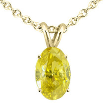 Oval Shape Diamond Solitaire Pendant Yellow Treated 14K Yellow Gold VVS2 1.00 CT - £1,402.60 GBP