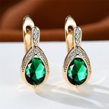 2.20Ct Pear Cut Simulated  Emerald Hoop Earrings 14k Yellow Gold Plated Women - £59.95 GBP