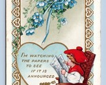 Announcement in the Papers Valentines Day Embossed UNP Whitney Made Post... - $3.91