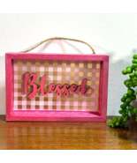 Pink Blessed Wall Decor Handmade Shelf Sitter Tier Tray 4x6 - £9.18 GBP