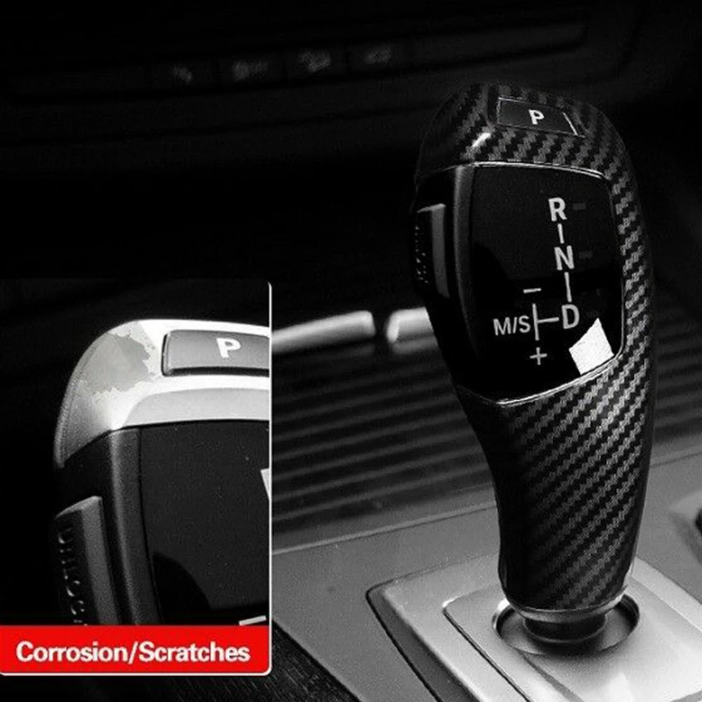 ABS Car Gear Shift Knob Cover Trim Carbon Fiber for BMW F20 F30 F31 F34 X5 F15 - £14.53 GBP