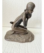 Franklin Mint - M. STELZER Signed Bronze Colored Statue KNEELING NUDE W/... - $2,240.64 MXN
