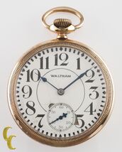 Oro Llenado Amarillo Antiguo Waltham Cara Abierta Reloj de Bolsillo 16S 15J - $603.38 CAD