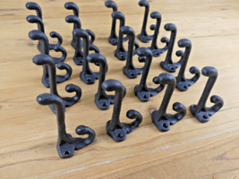 20 BLACK CAST IRON ACORN HOOKS 3 1/4&quot; LONG HOOK COAT HAT WALL TOWEL BATH... - £29.18 GBP