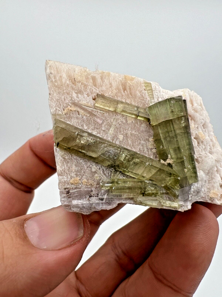 Green / yellow Tourmaline crystals cluster on Matrix Mineral specimen @ ... - £40.57 GBP