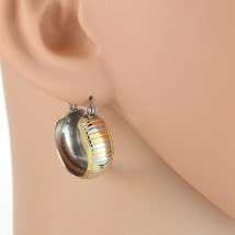 Tricolor Silver, Gold &amp; Rose Tone Hoop Earrings- United Elegance - $21.99