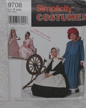 Simplicity Pattern 9708 Girls&#39; Puritan, Pilgrim, Pioneer Costumes Size S-M-L - £5.49 GBP