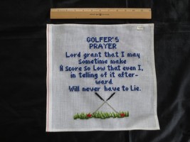 Pre-Worked Golfer&#39;s Prayer Needlepoint Canvas -12-1/2&quot; Sq., Design 9-1/2&quot; Sq. - £11.99 GBP