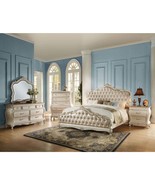 Chantelle King Bed, Rose Gold Faux Leather &amp; Pearl White Finish - $35,573.59 MXN